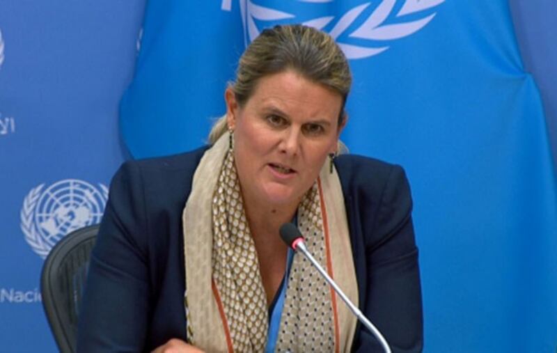 联合国酷刑问题特别报告员爱德华兹(Alice Jill Edwards)(路透社视频图)